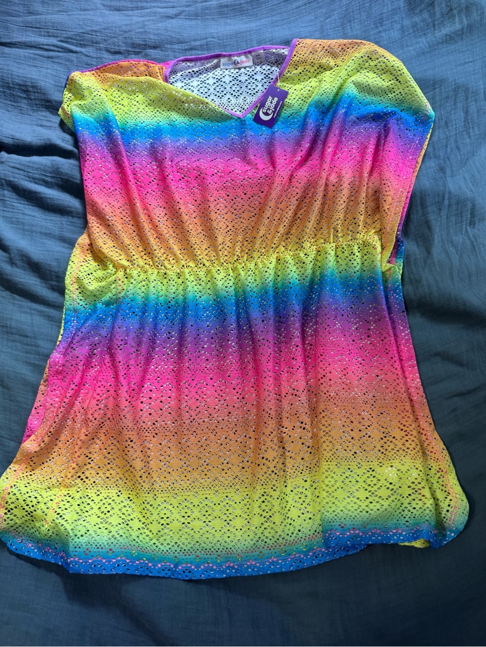 Girls' Rainbow Lace Swim Coverup Tunic - Sugar & Jade